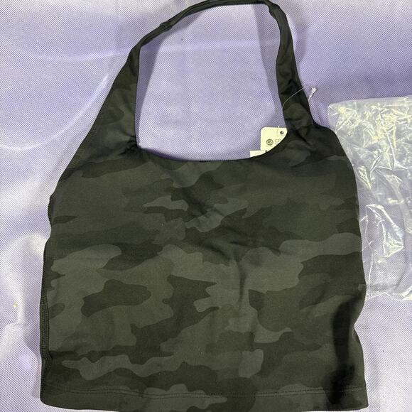 Crz Yoga Halter Crop Sports Bra Camo Black New Size XSmall VV - Picture 1 of 5